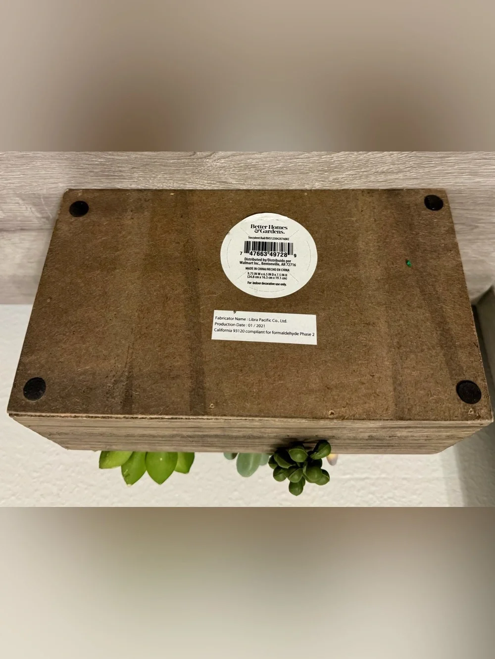 Better Homes & Gardens Faux Succulent Arrangement in a Wooden Box (9.75 x 6.5 in